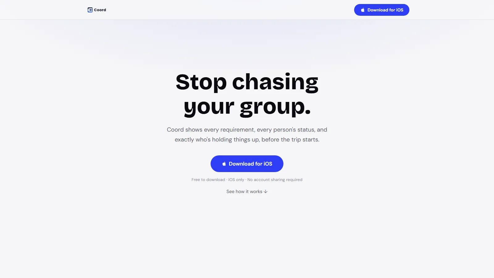Screenshot of the Coord landing page